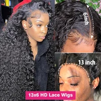 Vague profonde 13x6 HD dentelle frontale perruque bouclés perruques de cheveux humains 30 40 pouces vague d'eau dentelle avant perruque 250% 300% cheveux complets dentelle perruques vente 3