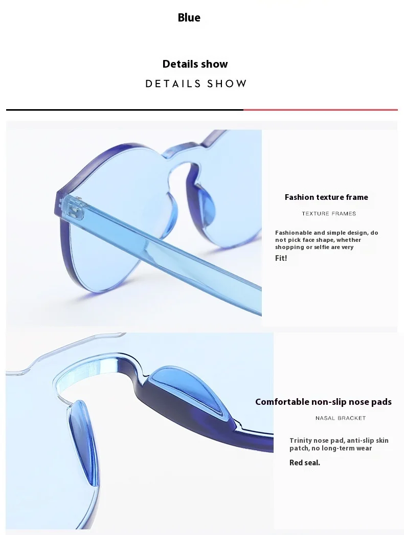 Neue rahmenlose einteilige Jelly transparente Sonnenbrille Candy Sonnenbrille einteilige Farbe – Detail 22