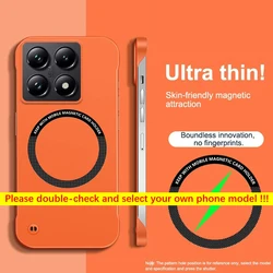 Magnetic Luxury Ultra Slim Frameless Shockproof Matte Phone Case with Wireless Charging Compatibility - Xiaomi 15T (Orange)