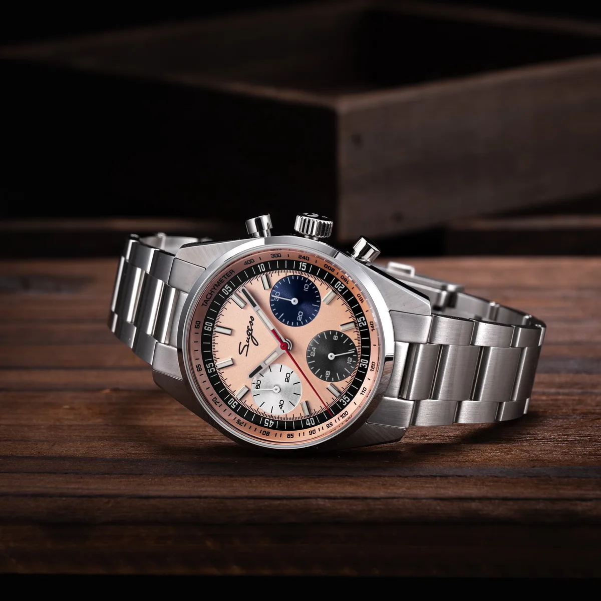 Sugess Mens Watch 38mm Chronograph Mechanical Wristwatches Tianjin Gooseneck Movement Sapphire Crystal Roulette Dial S465 new S3b4dfe90b62c4aec84162b16ece59945i