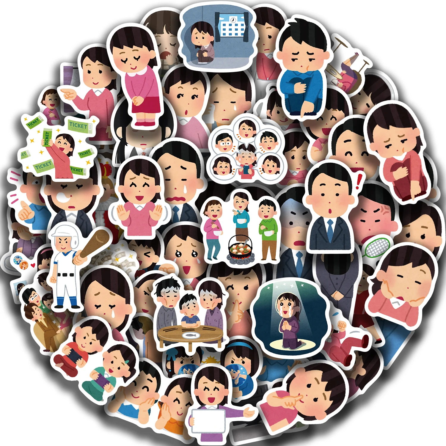 64PCS Cartoon Workplac Japanische Charakter Sammelalbum Graffiti Notebook DIY Gepäck Skateboard Cartoon Graffiti Exquisite Aufkleber – Detail 16