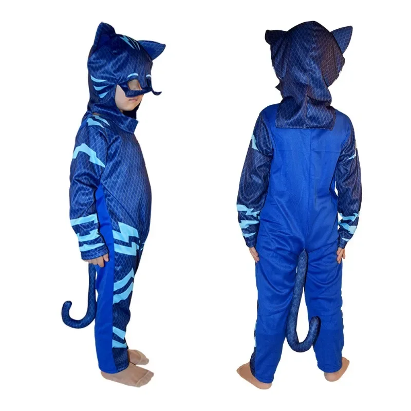 Hot Anime Blue Pajama Boys Girls Cat Dog Boy Hero Costume with