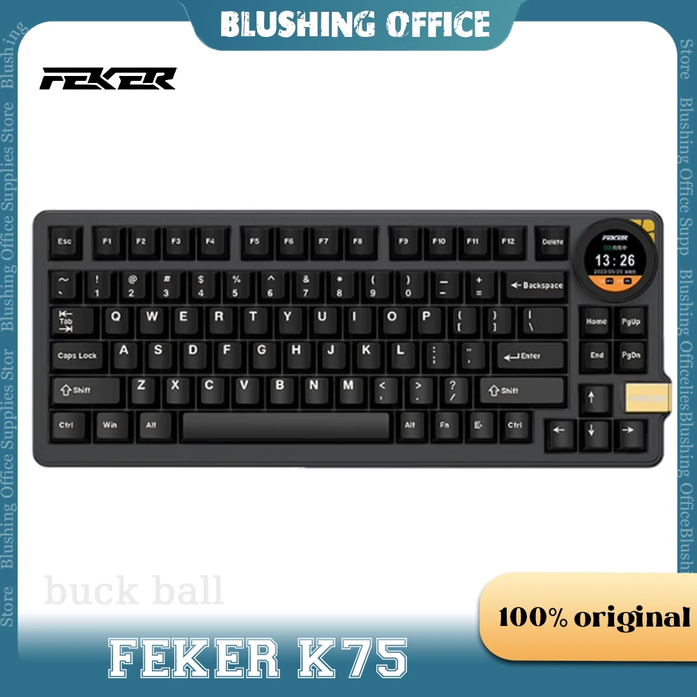 

Feker K75 Mechanical Gaming Keyboard With Knob Screen Bluetooth Wireless 3 Mode RGB Backlight 83keys Pbt Keycaps Gamer Keyboards