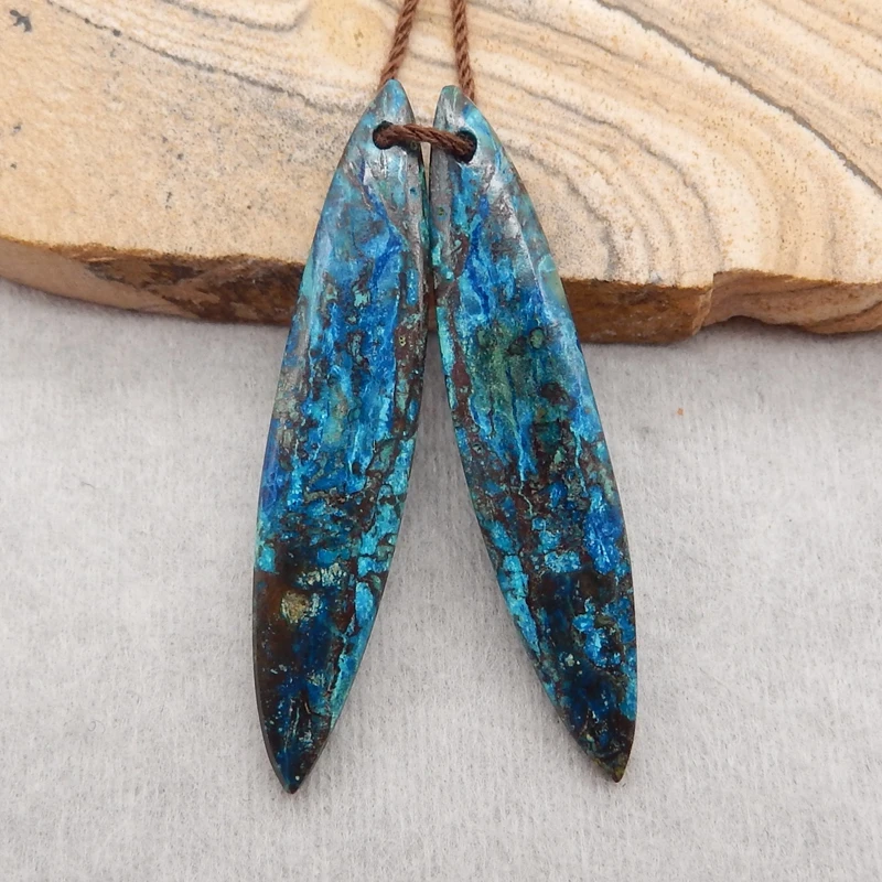 Natural Stone Beautiful Chrysocolla Earrings Beads 41x8x4mm 4g Trendy Jewelry Aaccessory For Women