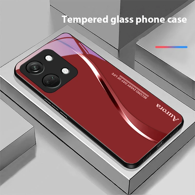 Two-Tone Stripes Black Tempered Glass Phone Case