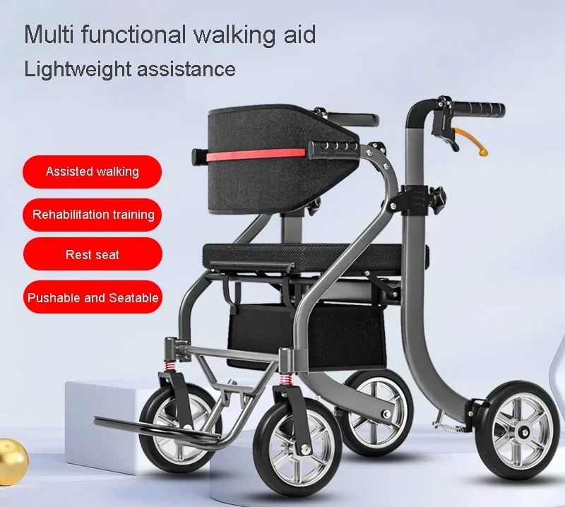 Handicapped Scooter for Elderly Rehabilitation Walking Aid Walker Rollator with Shopping Trolley 2