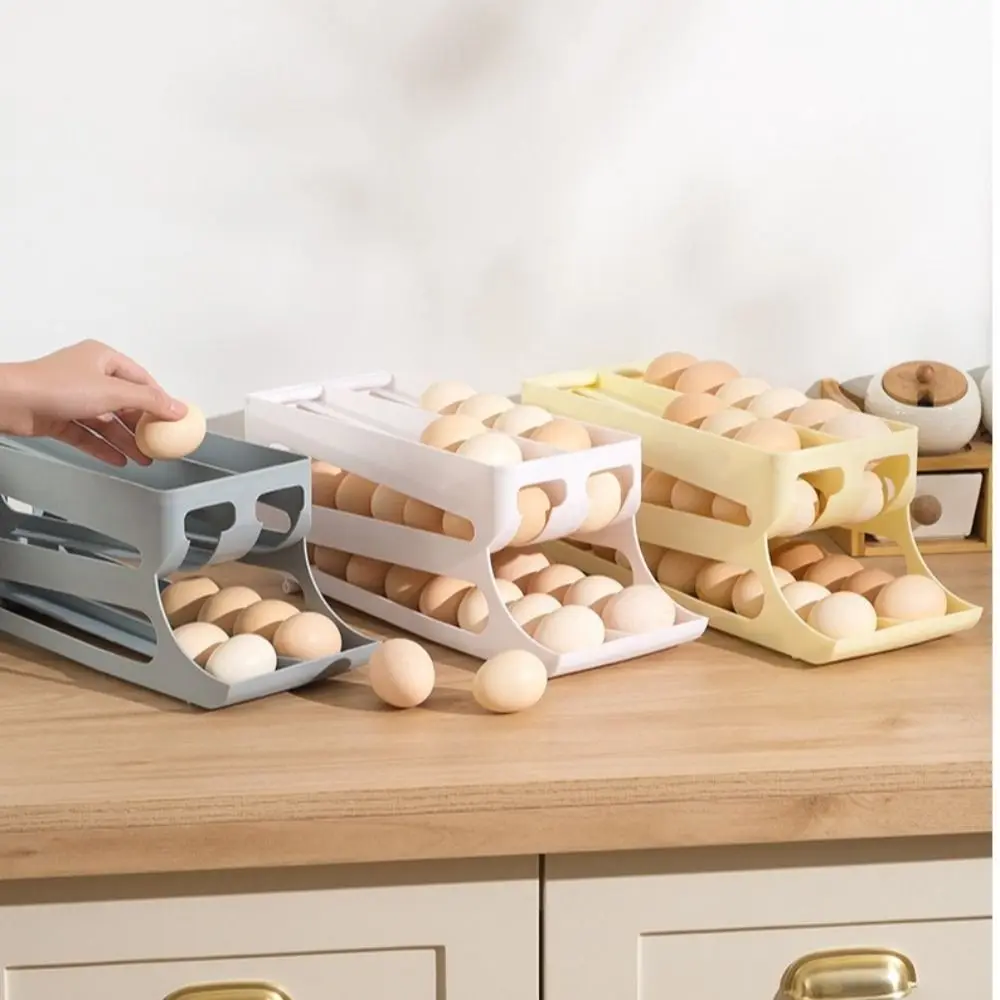 Slide Organizer Automatic Egg Roller Large Capacity Two Tier Refrigerator Egg Storage Box Household Kitchen Dedicated egg storage box