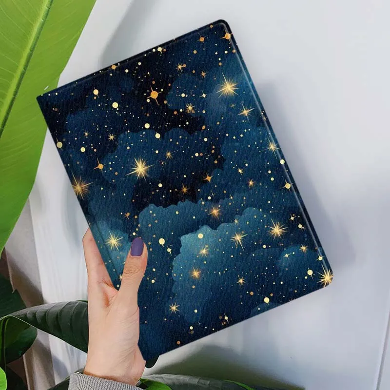Cartoon Starry Night Sky Clouds Tablet Case