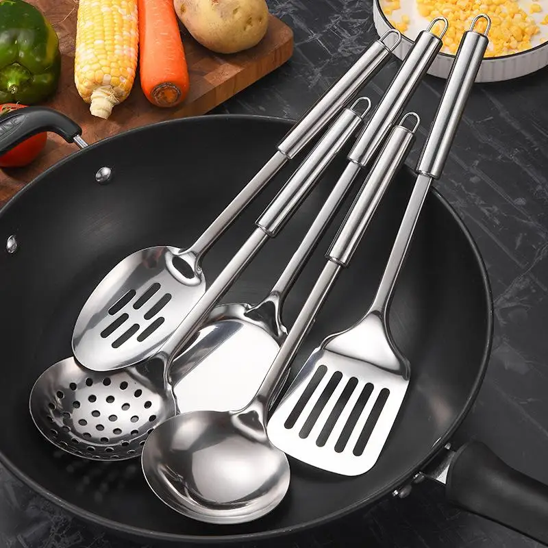 Stainless Steel Cooking Utensils Set - Shovel, Soup Spoon, and Turner