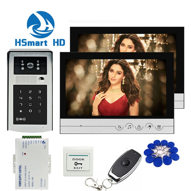 SmartYIBA-videoportero a color, 2 monitores con 1 timbre intercomunicador,  puede controlar 2 casas para varios apartamentos, 7 pulgadas - AliExpress