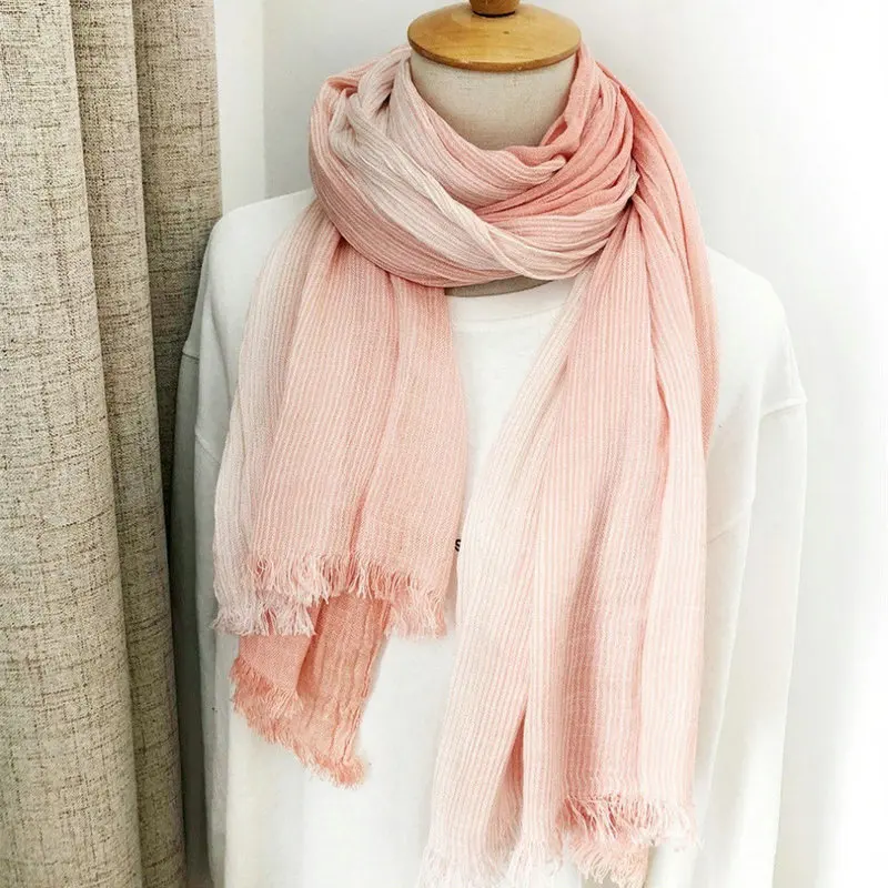 Unisex Men Women Ombre Shawl Spring Summer Cotton Blend Gradient Scarves Hijab Casual Male Scarves Crinkle Global Scarf YG367 knitted scarf cashmere scarf tactical scarf neck tube scarf fleece scarf polar fleece scarf hair ribbon scarf