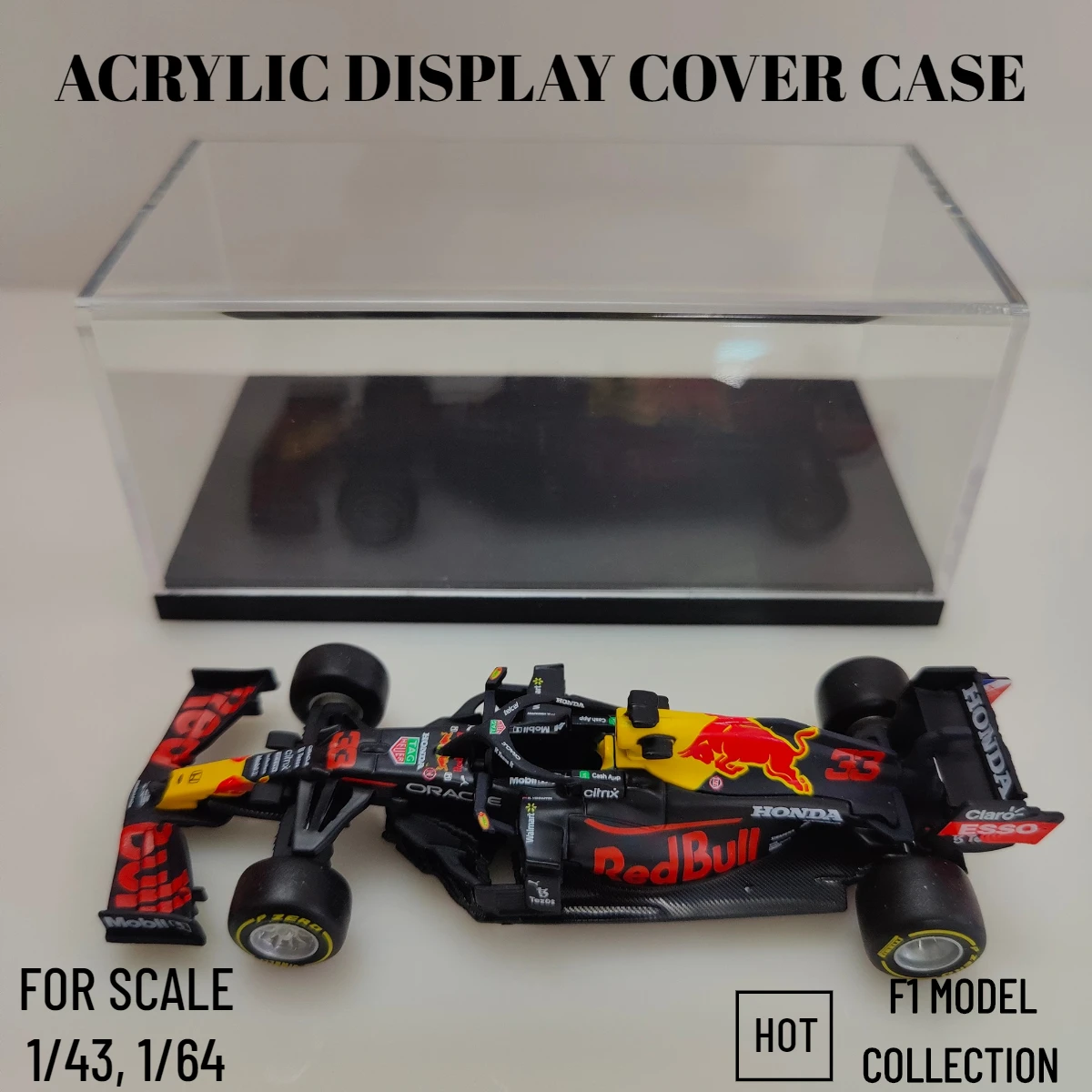 Scale 1:43 1:64 Acrylic Hard Cover Case Display Box for Bburago Spark Minichamps F1 Car Model Formula 1 Miniature Toy 1 64 scale gfcc classic 1973 450sl hardtop vehicle diecast toy model car acrylic box hobby gift of collectible