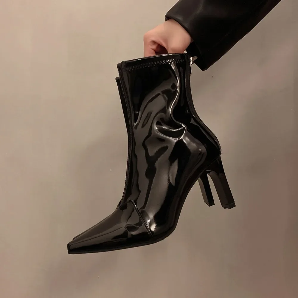 Autumn Winter High Heel Women Short Boots Fashion Zippers