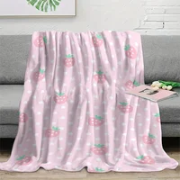 Pink Strawberry Print Flannel Blanket, Soft Warm Cozy Throw for Home Kitchen Sofa Camping Relaxation 3