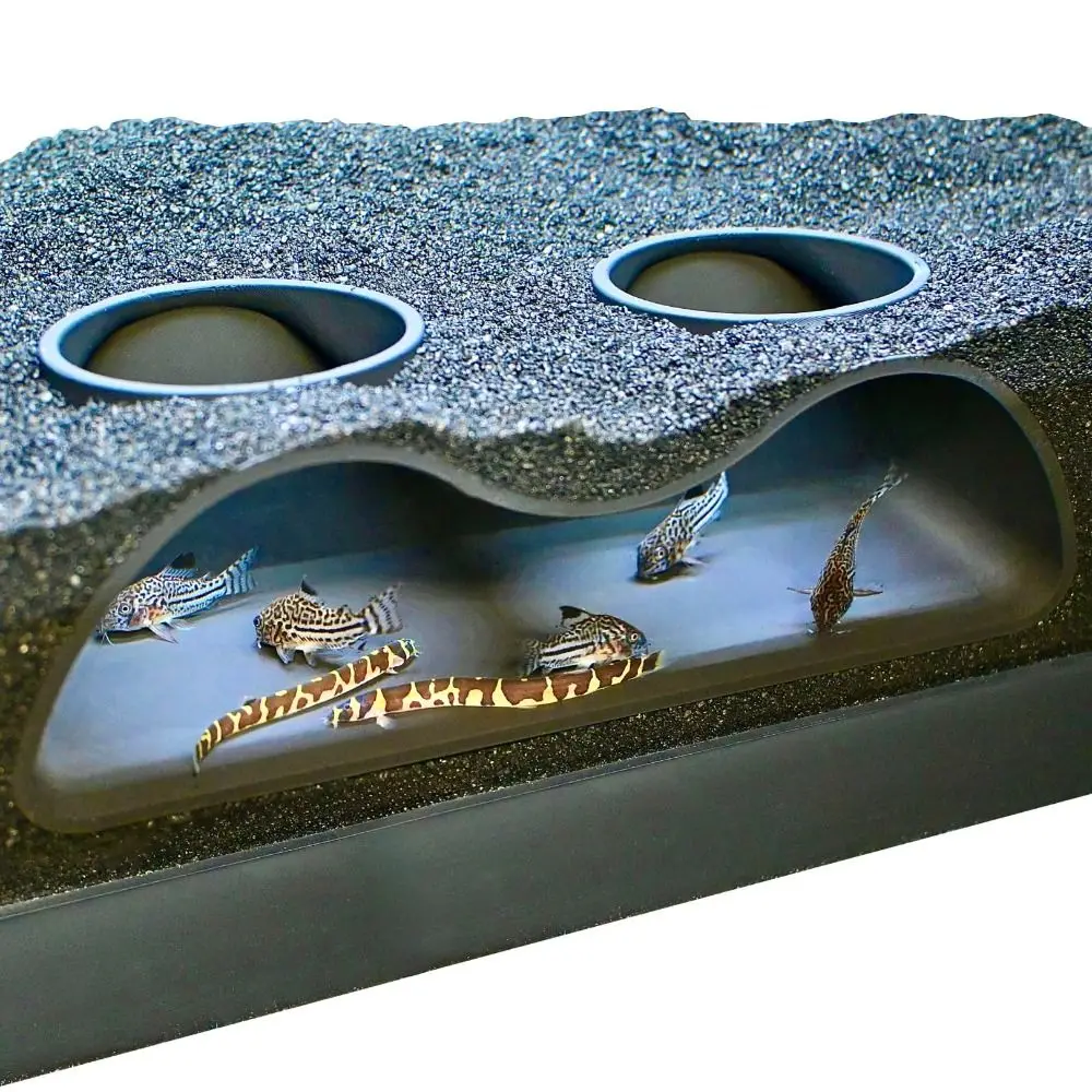 Multifunctional Aquarium Underground Tunnel Cave Curve Fish Tank Decoration Two Hole Fish Tank Decor Under Gravel Tunnel 1