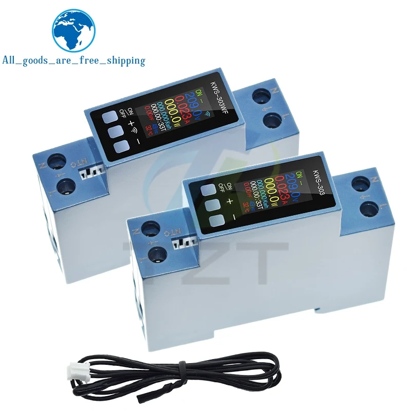 KWS-303 투야 와이파이 전력계 스마트 스위치 8 in 1 에너지 미터 85-290V AC 미터 타이머 릴레이 전압 전류 전력계
