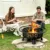 Outdoor 38 Wood Burning Fire Pit with Grill, Spark Screen, and Fire Poker, Swivel C Table for Backyard Entertainment 6