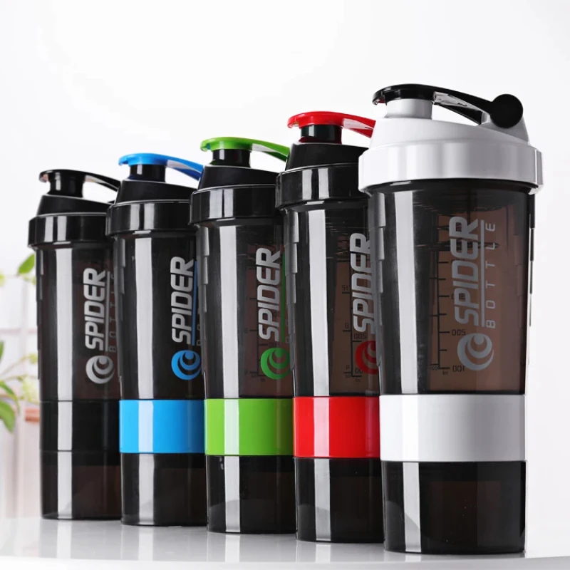 3 Strati 550Ml Sport Shaker Bottle Protein Shaker Cup Sport Protein Powder Container Shaker Fitness Milkshake Water Bottles