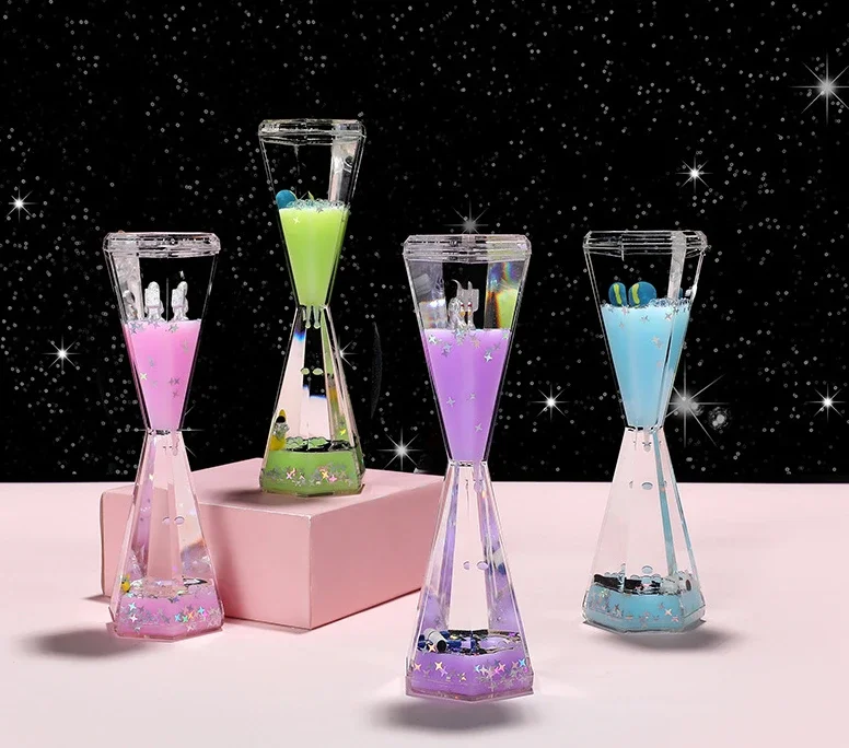 Creative Spaceman Astronaut Floating Liquid Hourglass Fluid Drift Bottle Visual Movement Hourglass Timer Home Decor Gifts
