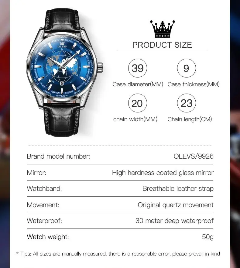 OLEVS 9926 Fashion Original Quartz Watch For Men Auto Date Business Wristwatch Waterproof Luminous Top Brand Leather Man Watches