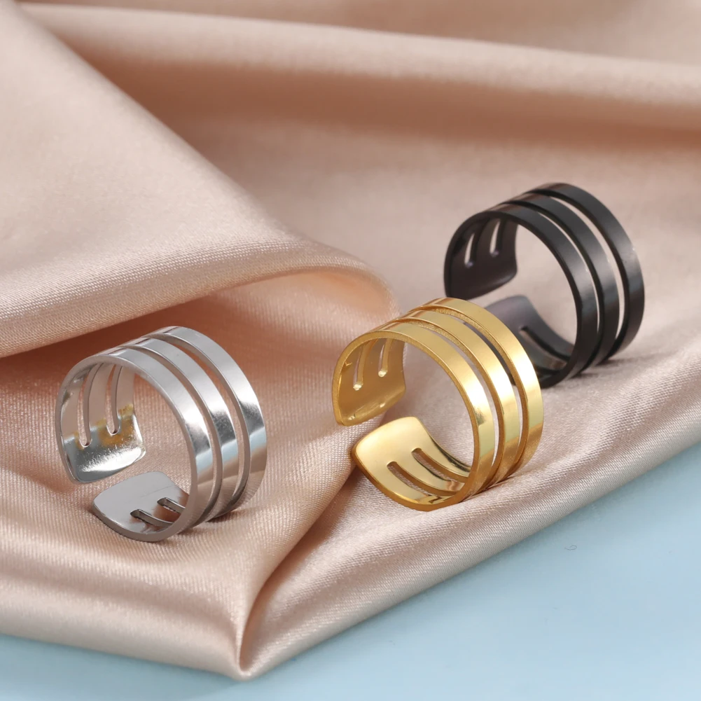 Unift Stainless Steel Simple Geometric Ring Men Women Adjustable Finger Rings Trendy Couple Minimalist Jewelry Accessories Gift stainless steel rings,finger rings,couple rings,fashion rings,fashion ring,metal rings