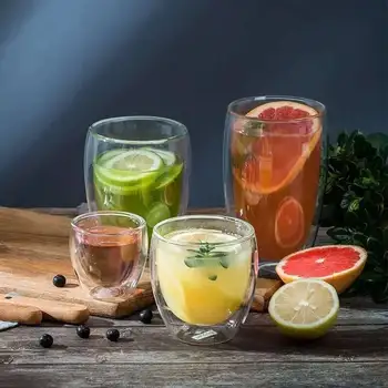 2-6PCS Doppia Parete Alta Tazza di Vetro Borosilicato Resistente Al Calore Tè Latte Espresso Caffè Succo di Acqua Tazza Bar Bicchieri regalo 2