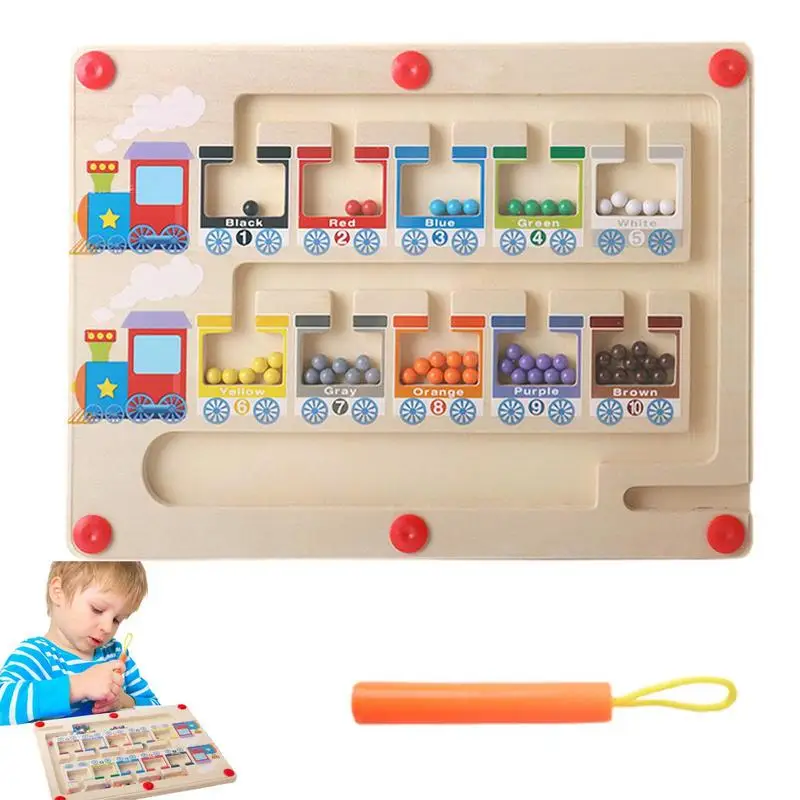 

Wooden Magnetic Maze Puzzles Learning Counting Color Matching Board Wooden Montessori Magnetic Puzzles For Learning Counting