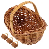 4Pcs Mini Rattan Basket Woven Baskets Storage Bins Home Decor Photo Props Tiny Flower Baskets Rustic Baskets Natural Material 2
