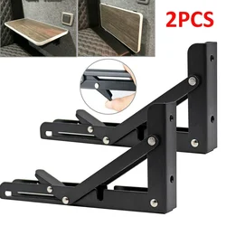 Support pliant de camping Car, 2 pièces, étagère de Table, caravane de camping Car, finition noire, Mini Table pliante en acier inoxydable, accessoires de voiture 