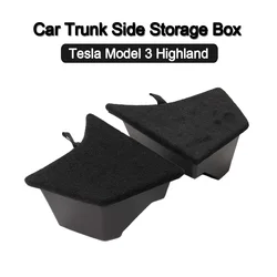 For 2024 Tesla Model 3 highland Rear Trunk Left Side Storage Box with Cover Tail Boot Organizer Partition Decoration Accessories