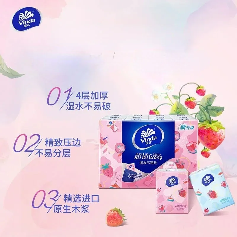 Cartoon Cat Handkerchief Paper Strawberry Printing Tissue Paper 4 Layers of Cute Facial Tissue Napkin Serviette Papier Jetable facial tissue paper
