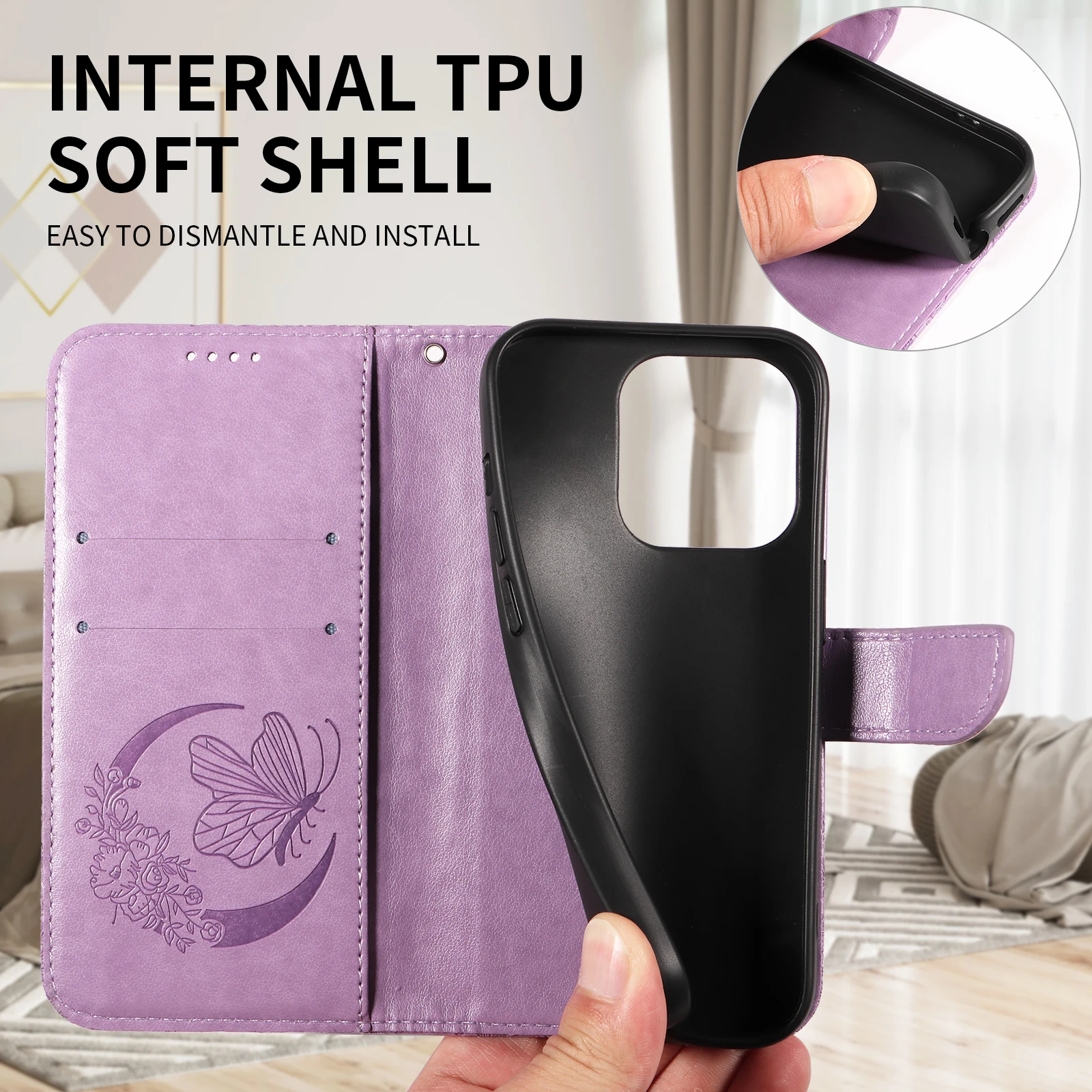 Premium Magnetic Kickstand Wallet Leather Phone Case