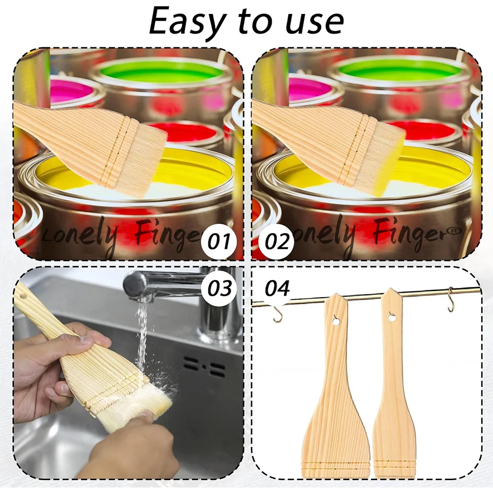 3pcs Flat Hake Brushes Hake Paint Brush Artist Painting Set Sheep Hair Bristles Wash for Watercolor Ceramic Pottery Painting 3