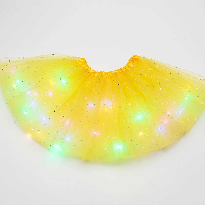 LED Glowing Light Tutu Skirts Fairy Costume Girl Kids Light Up Skirt Wedding Birthday Party 30cm Cosplay Princess Tutu Skirts