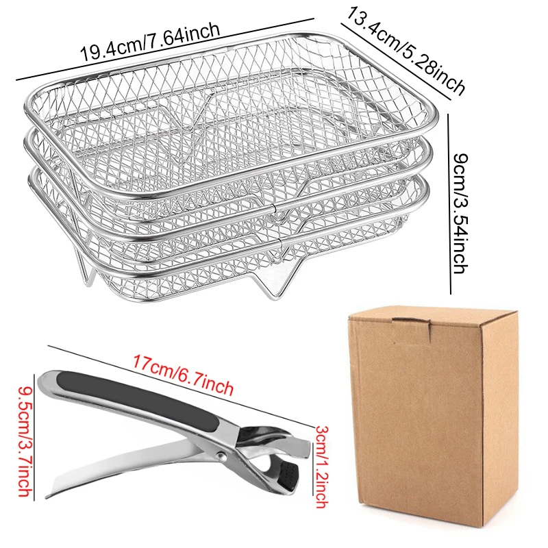 Universal Air Fryer Stackable Metal Grill and Skewer Rack
