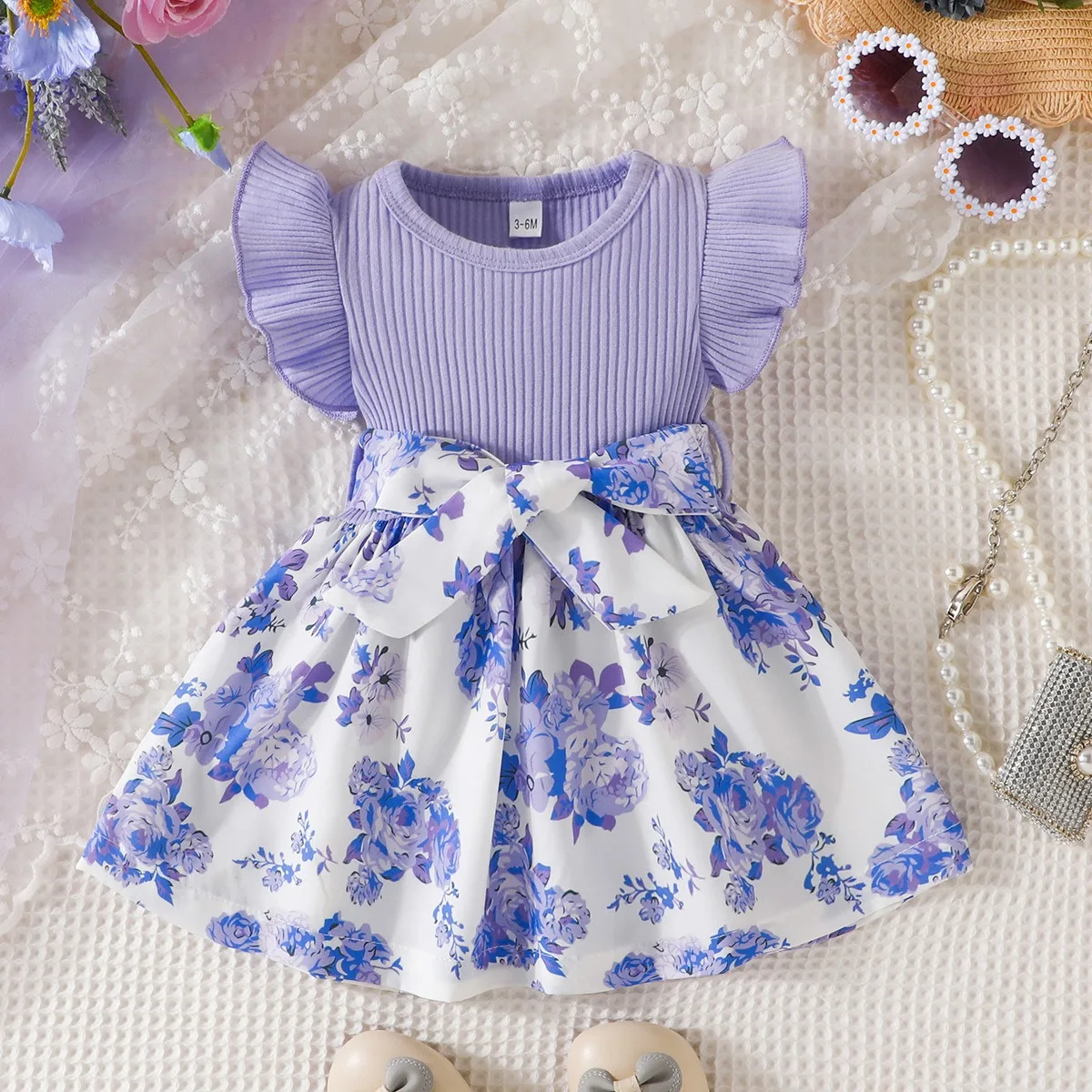 

Новинка, наряды для новорожденных, хлопковое детское милое платье с цветочным рисунком, одежда для маленьких девочек, платье для детей 0-24 месяцев, юбка-строчка, 3T