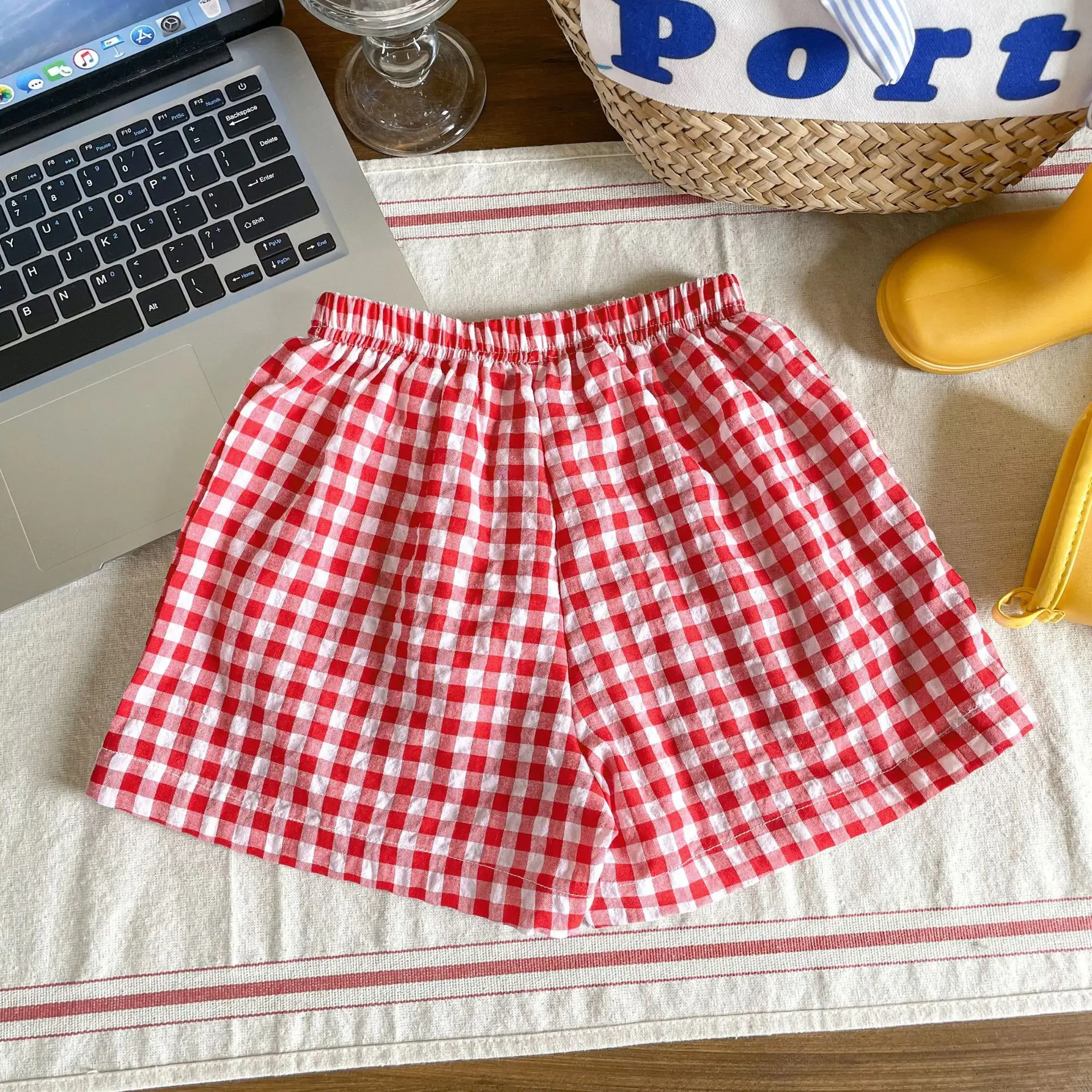 Summer New Kids Girls Plaid Shorts Candy Color Children Loose Casual Shorts Baby Boys Cotton Mosquito Resistant Pants