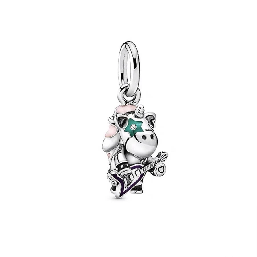 Pendant Dinosaur Bear Unicorn Playing Guitar Charm Beads Fit Original European 925 Sterling Silver Bracelet Necklace DIY Jewelry 3