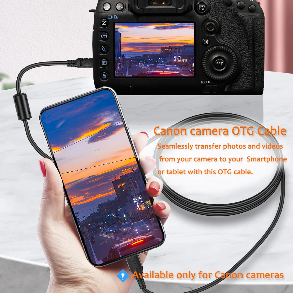 캐논 OTG 케이블, MiNi5P에서 TypeC로 연결하면, 카메라에서 스마트폰이나 태블릿 PC로 사진이나 비디오를 다운로드할 수 있습니다. 빠른 공유.