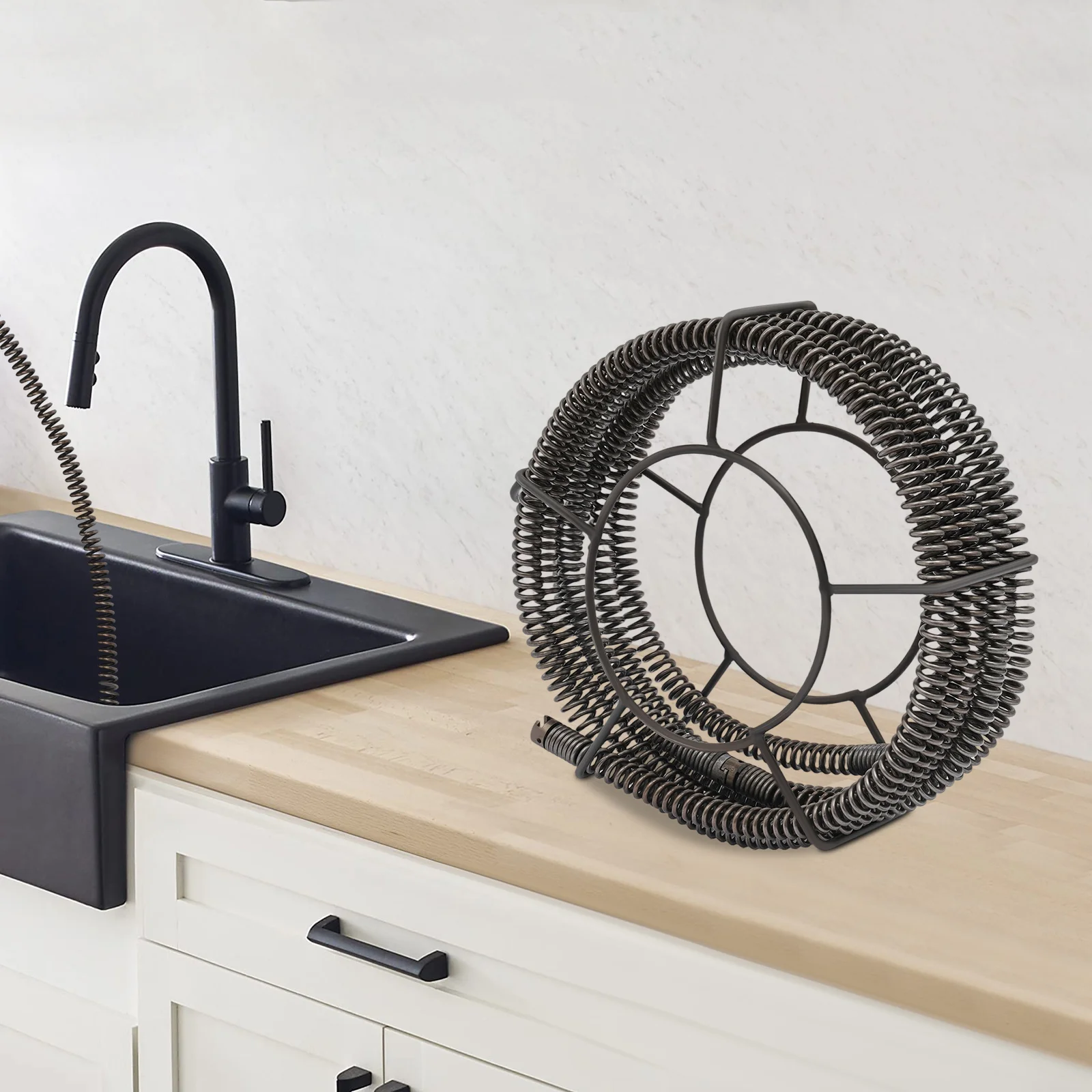 22 mm 7 m Kanalöffner mit verschlüsselter Feder, Rohrreinigungs-Federspiralen-Set, Rohrreinigungsspirale zum Reinigen von hartnäckigen Clogs – Detail 7