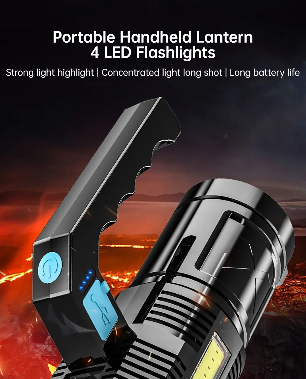 Lampe Torche LED USB Rechargeables , XHP70 Zoomable Étanche Puissantes