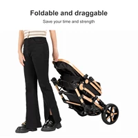 Système de poussette et de landau convertible pour bébé avec nacelle à base rigide, absorption des chocs haute densité, système de freinage à un seul pied, capote réglable, coussin pour bébé, moustiquaire et poche de rangement 4