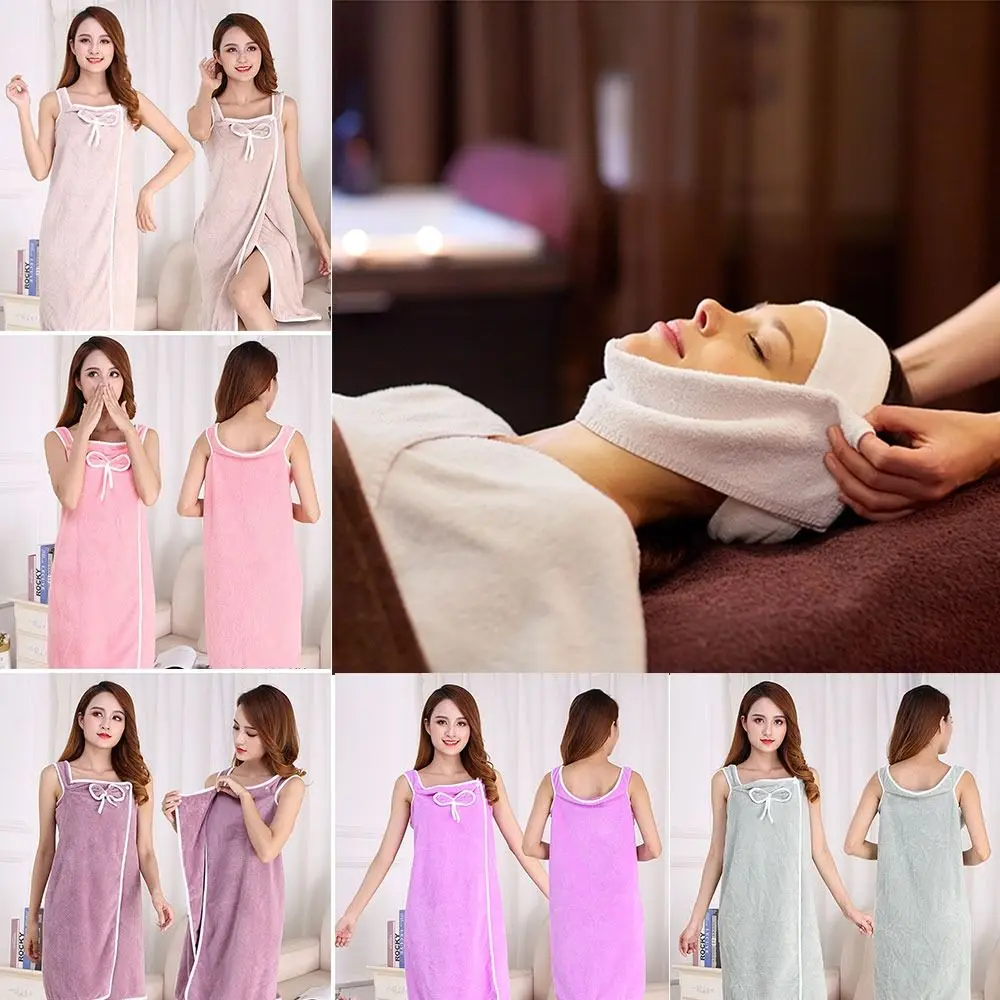 

Многофункциональное бархатное спа-платье кораллового цвета, утолщенное Впитывающее бантиковое полотенце для сауны, банный халат, банное полотенце, Пляжная ткань