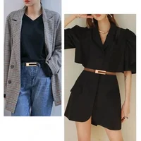 Ceinture de luxe en cuir PU pour femmes, boucle dorée, mode, métal fin, noir et blanc, pour robe en jean, nouvelle collection 2024 5