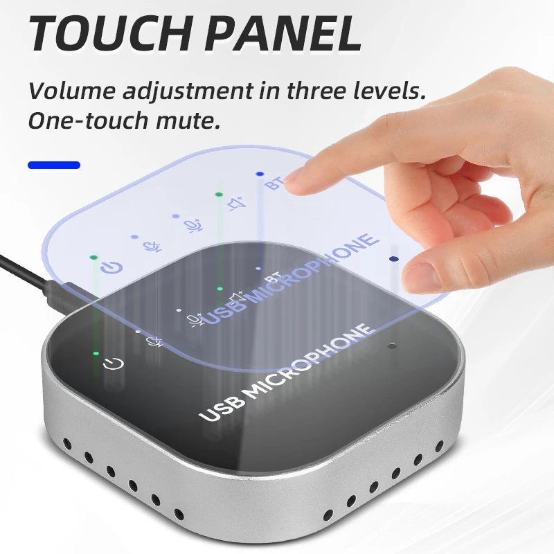 데스크탑 USB 회의 마이크, 블루투스 스피커, 유선 터치 키, 무지향성 PC 노트북, 라이브 방송 마이크, 지지대 음소거