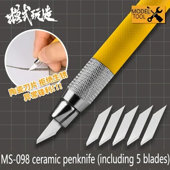 MSWZ MS098 Ceramic Pen Knife Carving Tool with 5pcs Blade Set for Model Hobby DIY Parting Scraping/Nub Marks Remove Tool Knife 1