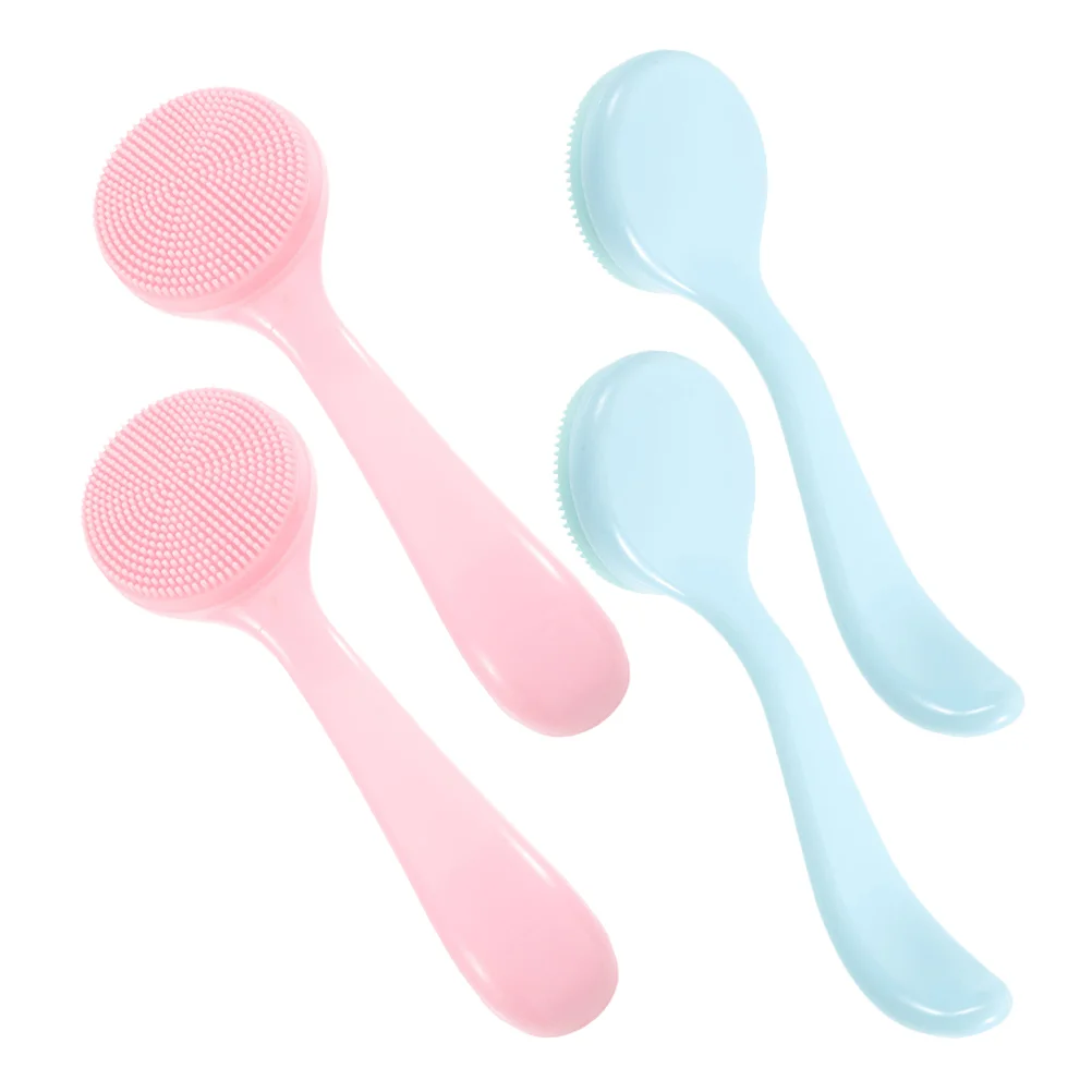 

4 Pcs Face Brush Scrub Facial Wash Cleansing for Blackhead Portable Scrubber Exfoliator Silicone Silica Gel