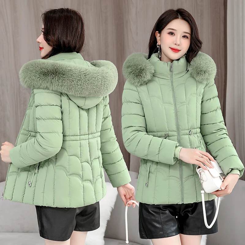 Winter 2024 New Down Jacket Women Parkas Fashion High-Quality Warm Cotton Padded Coat Ladies Short Overcoat Hooded Overwear Tops 4