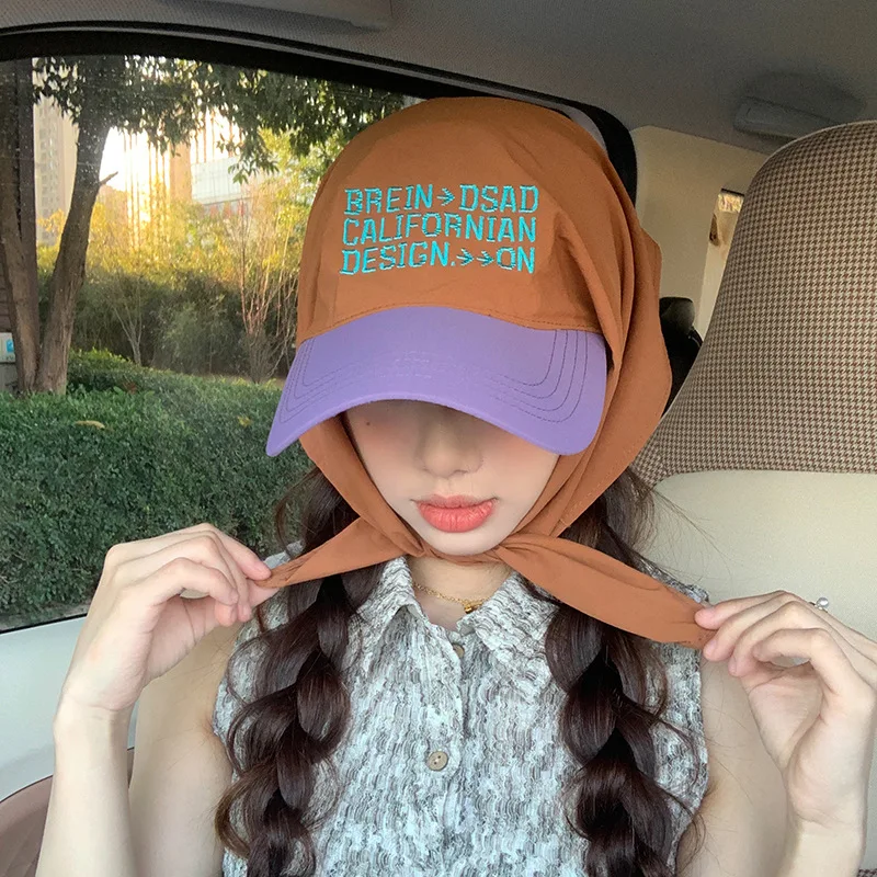 

Korean Quick-drying Strap Baseball Cap Sunscreen Headscarf Caps for Women Summer New Outdoor Camping Portable Duck Bill Sun Hat