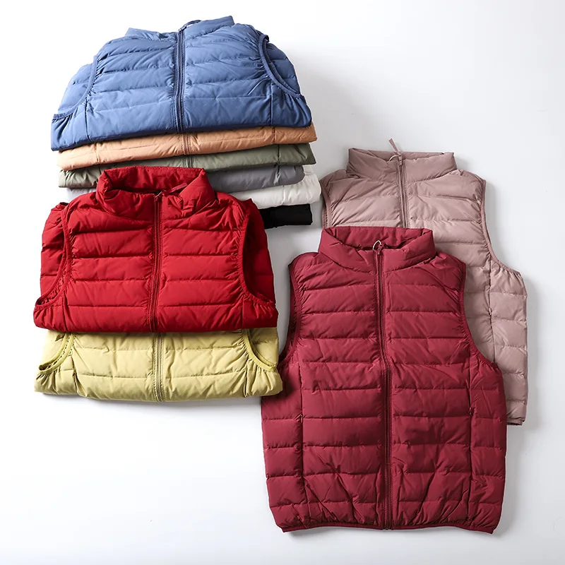 

Ultra Light 90% White Duck Down Vest Jacket Winter Women Stand Collar Down Waistcoat Parka Lady Warm Sleeveless Tank Short Tops